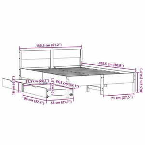 vidaXL viaszbarna tömör fenyőfa ágy matrac nélkül 150 x 200 cm kép