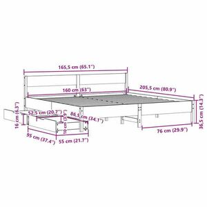 vidaXL viaszbarna tömör fenyőfa ágy matrac nélkül 160 x 200 cm kép