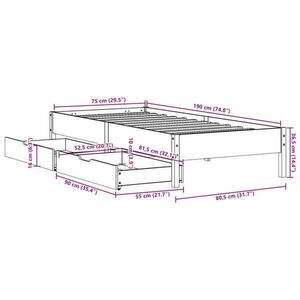 vidaXL fehér tömör fenyőfa ágy matrac nélkül 75 x 190 cm kép