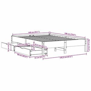 vidaXL viaszbarna tömör fenyőfa ágy matrac nélkül 140 x 190 cm kép