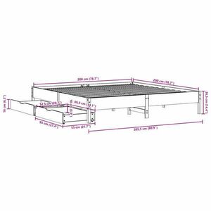 vidaXL tömör fenyőfa ágy matrac nélkül 200 x 200 cm kép