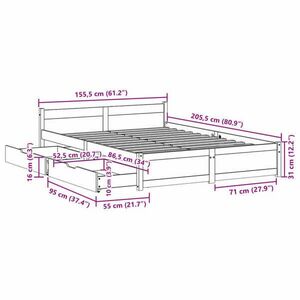 vidaXL fehér tömör fenyőfa ágy matrac nélkül 150 x 200 cm kép