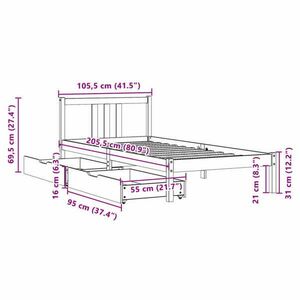 vidaXL fehér tömör fenyőfa ágy matrac nélkül 100 x 200 cm kép