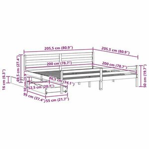 vidaXL fehér tömör fenyőfa ágy matrac nélkül 200 x 200 cm kép