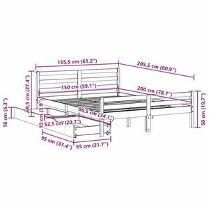 vidaXL tömör fenyőfa ágy matrac nélkül 150x200 cm kép