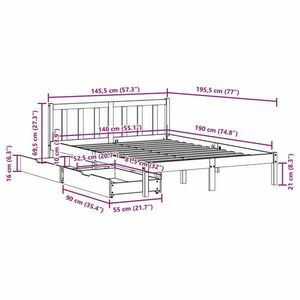 vidaXL fehér tömör fenyőfa ágy matrac nélkül 140x190 cm kép