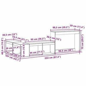 vidaXL fehér tömör fenyőfa éjjeliszekrény íróasztallal 222x107x75 cm kép