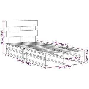 vidaXL fehér tömör fenyőfa ágykeret matrac nélkül 90 x 190 cm kép