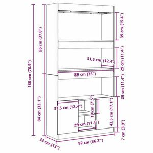 vidaXL szürke sonoma szerelt fa magasszekrény 92 x 33 x 180 cm kép