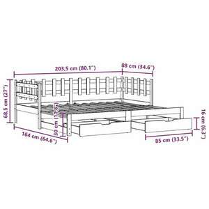 vidaXL fehér tömör fenyőfa kihúzható kanapéágy fiókkal 80x200 cm kép