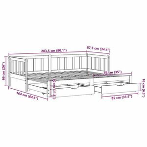 vidaXL fehér tömör fenyőfa kihúzható kanapéágy fiókkal 80x200 cm kép