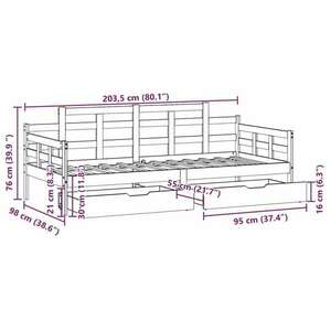 vidaXL tömör fenyőfa kanapéágy fiókkal 90 x 200 cm kép