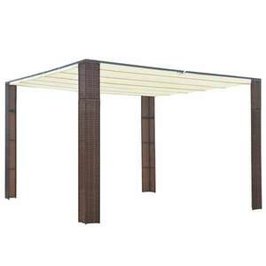 vidaXL barna és krémszínű polyrattan pavilon tetővel 300x300x200 cm kép