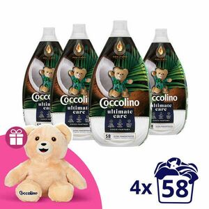 Coccolino Ultimate Care Coco Fantasy ultrakoncentrált Öblítő 232 mosás (4x870ml) + Ajándék Coccolino Maci kép