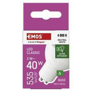 LED izzó Classic MR16 / GU10 / 3 W (40 W) / 535 lm / Természetes fehér kép