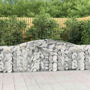 vidaXL 9 db íves horganyzott vas gabion kosár 400x30x80/100 cm kép