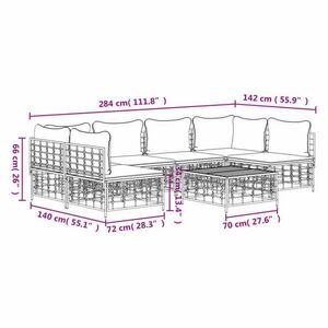 vidaXL 7-részes antracitszürke polyrattan kerti ülőgarnitúra párnákkal kép