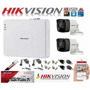 Hikvision 2 ultraprofesszionális CCTV rendszer, 8 MP-es 4K kamerák, 4 csatornás DVR, tartozékok kép