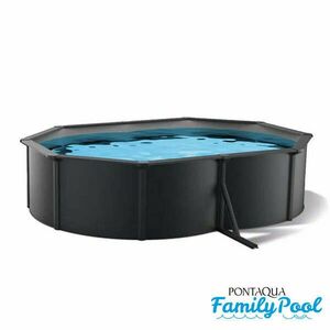 Pontaqua Family Pool ovális 4, 9x3, 6x1, 2 antracit, 0, 4mm PVC fólia, 2 gégecső, szkimmerrel, befúvóval kép