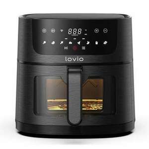 Lovio PureFry XL Smart, Air fryer, 1500W, 6 liter, 7+1 program, WiFi, Fekete, Forrólevegős sütő kép