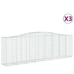 3 db íves horganyzott vas gabion kosár 400x50x120/140 cm kép