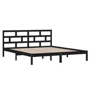 vidaXL 4FT6 Double fekete tömör fa ágykeret 135 x 190 cm kép