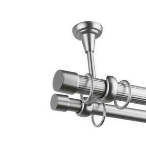 Galéria dupla rúd fogazott végződéssel, mennyezeti rögzítéssel 25/19 - fém, ezüst - 320 cm kép
