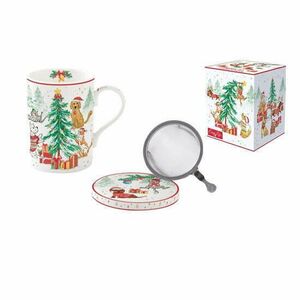 R2S.105CHGA Porcelán szűrősbögre tetővel, 350ml, dobozban, Christmas Gang kép