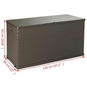 vidaXL barna PP rattan kerti tárolóláda 120 x 56 x 63 cm kép