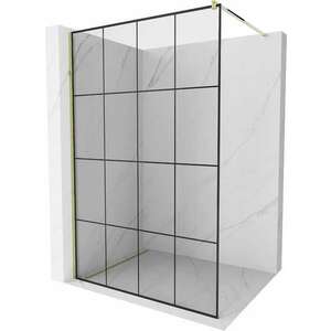 Mexen Kioto Walk-In Zuhanyfal 140 x 200 cm, átlátszó üveg/ fekete 8 mm, arany - 800-140-101-50-7 Walk-In Zuhanyfal kép