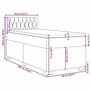 vidaXL fekete bársony rugós ágy matraccal 90x190 cm kép