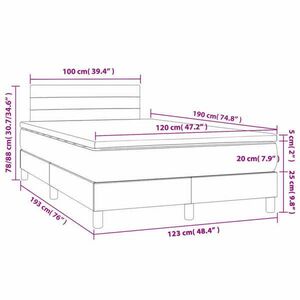 vidaXL sötétszürke szövet rugós és LED-es ágy matraccal 120x190 cm kép