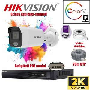 Hikvision 1 kamerás 4megapixeles ColorVU komplett IP kamerarendszer kép