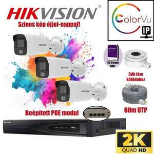 Hikvision 3 kamerás 4megapixeles ColorVU komplett IP kamerarendszer kép