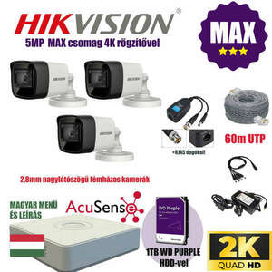 Hikvision 5Mp MAX Szereld Magad Csomag 3 kamerával és RJ45 balunnal kép