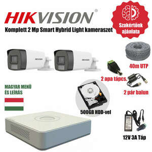 Hikvision 2MP TurboHD prémium kamera rendszer 2db kamerával és 500GB HDD-vel kép