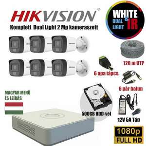 Hikvision AcuSense 2MP TurboHD Dual Light kamera rendszer 6db kamerával és 500GB HDD-vel kép