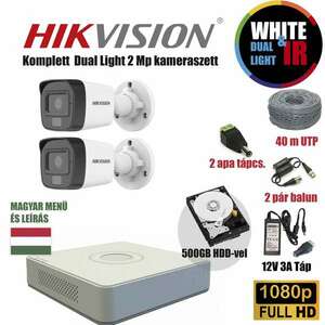 Hikvision AcuSense 2MP TurboHD Dual Light kamera rendszer 2db kamerával és 500GB HDD-vel kép