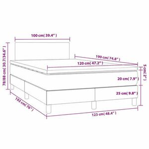 vidaXL világosszürke szövet rugós ágy matraccal 120 x 190 cm kép