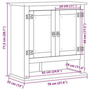 vidaXL Corona tömör fenyőfa fali fürdőszobaszekrény 70 x 33 x 70, 4 cm kép