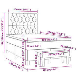 vidaXL sötétszürke bársony rugós ágy matraccal 120x190 cm kép