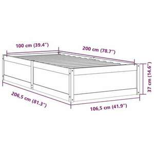 vidaXL viaszbarna tömör fenyőfa ágykeret 100 x 200 cm kép