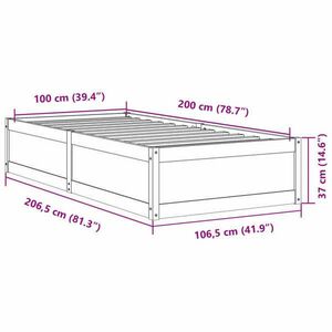 vidaXL tömör fenyőfa ágykeret 100 x 200 cm kép