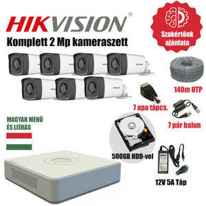 Hikvision 2MP TurboHD prémium kamera rendszer 7db kamerával és 500GB HDD-vel kép