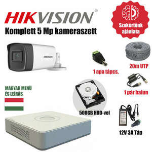 Hikvision 5MP TurboHD prémium kamera rendszer 1db kamerával és 500GB HDD-vel kép