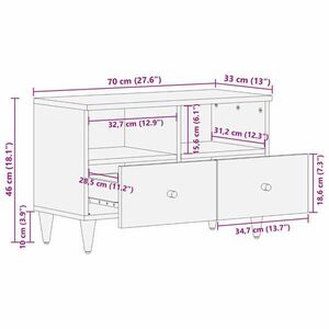 vidaXL tömör mangófa TV-szekrény 70 x 33 x 46 cm kép