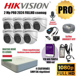 Hikvision 2MP PRO 7 Kamerás Szereld Magad TurboHD Csomag RJ45 balunnal és készre szerelt UTP kábellel kép