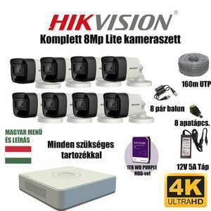 Hikvision 8MP TurboHD Lite prémium kamera rendszer 8 db kamerával és 1 TB HDD-vel kép