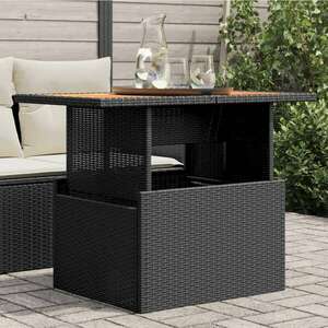 vidaXL fekete polyrattan és akácfa kerti asztal 100 x 55 x 73 cm kép