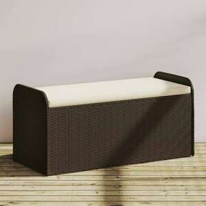 vidaXL barna polyrattan tárolópad párnával 115 x 51 x 52 cm kép